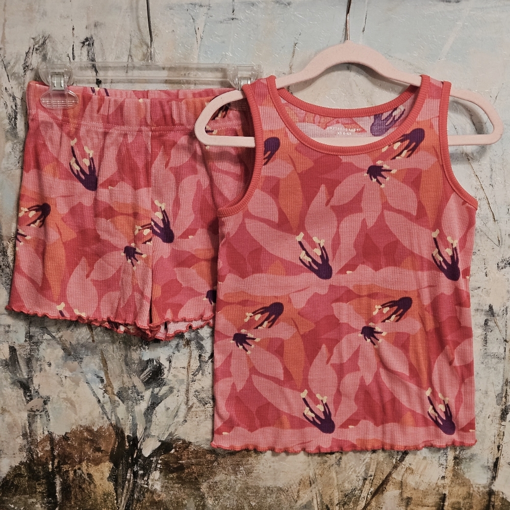 NWOT Peyton & Parker Girls Pajama Set Sz XS/6-6X Floral  Print Ribbed TankShorts